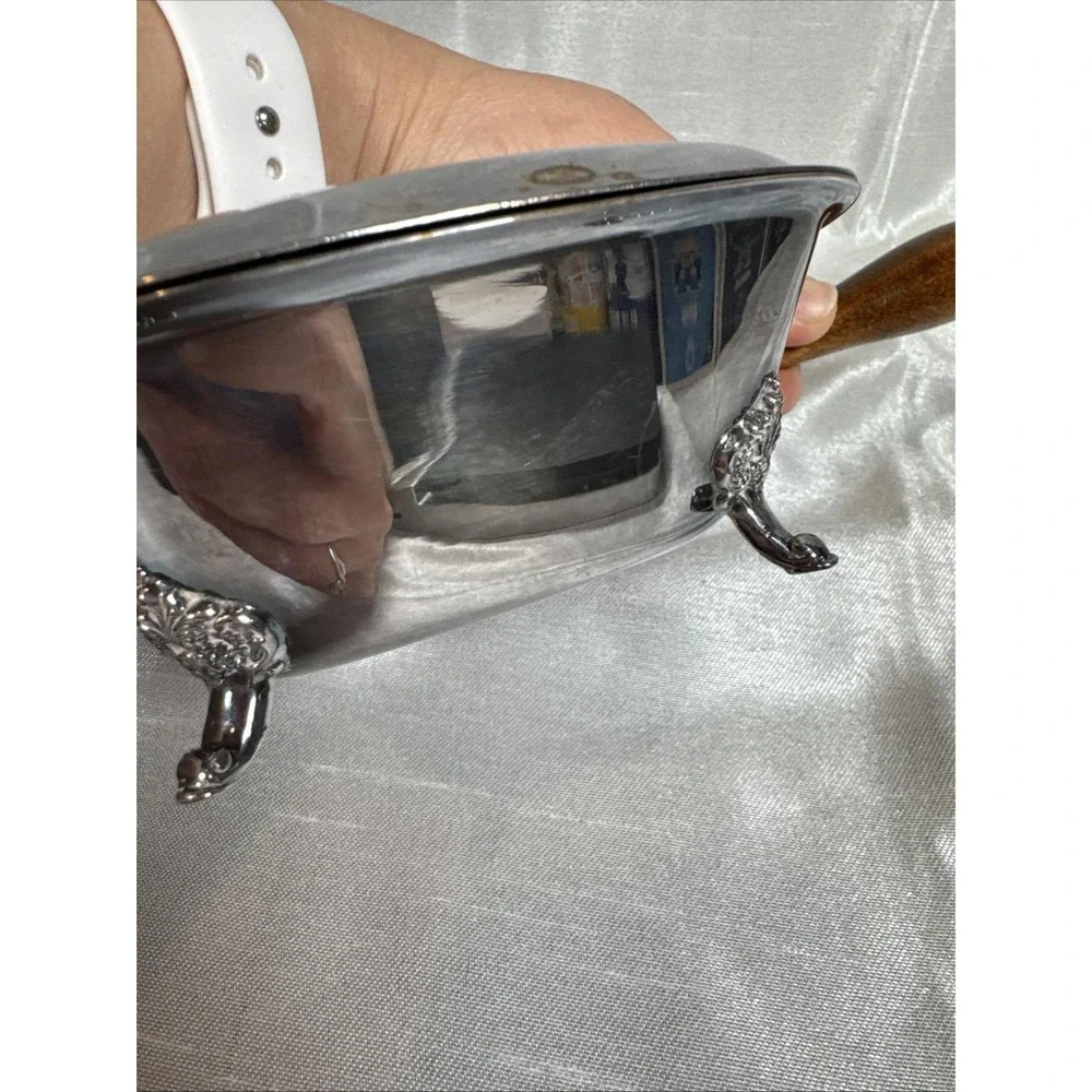 Wallace Silver Plated Hand Dust Pan‎ Wood Handle Ornate Floral Design
